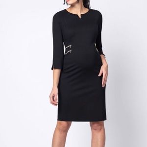 Maternity- Seraphine Black Zip Detail Maternity Dress